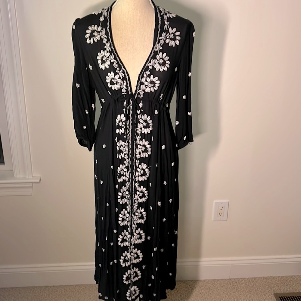 Free People Embroidered Fable Midi Dress